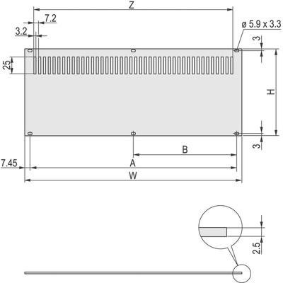 nVent SCHROFF Grey Aluminium Back Plane, 3U, 42HP, Ventilated, 213.02 x 128.4mm