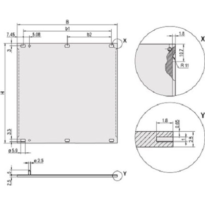 nVent SCHROFF Front Panel, 6U, 12HP