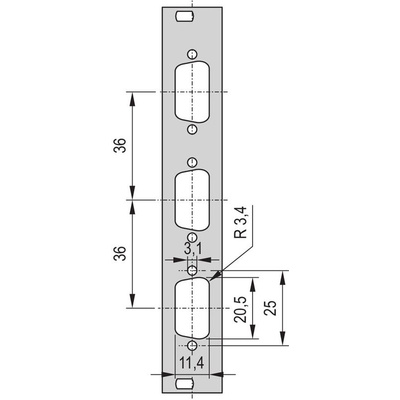 nVent SCHROFF Front Panel, 3U, 4HP