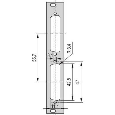 nVent SCHROFF Front Panel, 3U, 4HP
