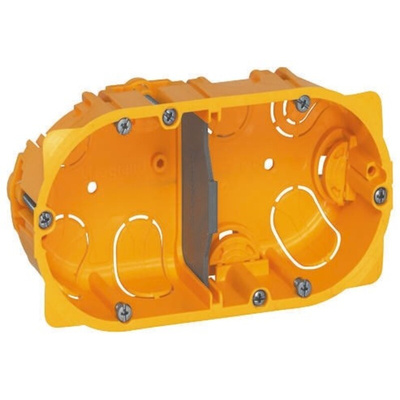 Legrand Batibox Yellow Plastic Back Box, NF, 2 Gangs