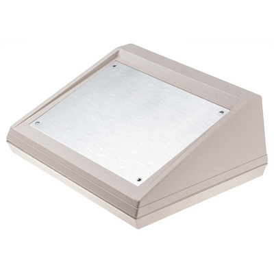 RS PRO White ABS Desktop Enclosure, Sloped Front, 203.2 x 254.01 x 101.6mm