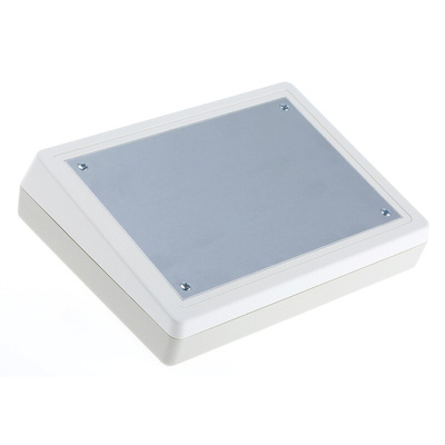 OKW DeskCase 190 Series Grey, White ABS Desktop Enclosure, Sloped Front, 138 x 190 x 47mm