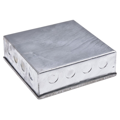 RS PRO Steel Galvanised Adaptable Box, 150mm x 150mm x 50mm 20/25mm Knockout Size