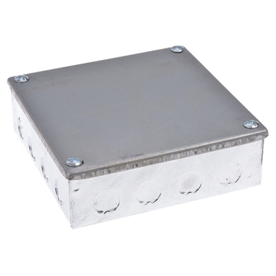 RS PRO Steel Galvanised Adaptable Box, 150mm x 150mm x 50mm 20/25mm Knockout Size
