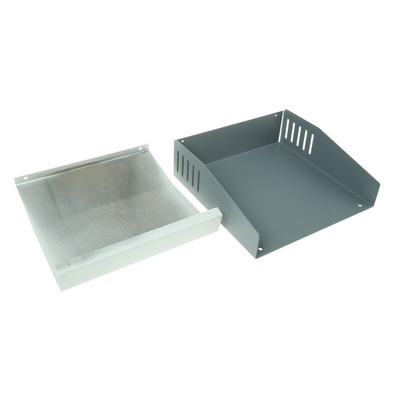 Hammond 500 Series Grey Aluminium, Steel Desktop Enclosure, Sloped Front, 180 x 180 x 58mm
