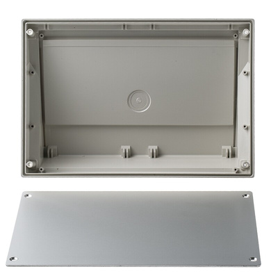 OKW DATEC Series Grey, White ABS Desktop Enclosure, Sloped Front, 264 x 180 x 86mm