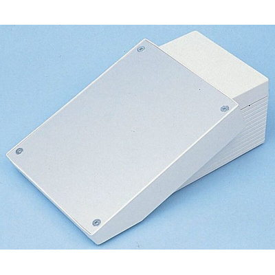OKW DATEC Series Grey, White ABS Desktop Enclosure, Sloped Front, 302 x 272 x 101mm
