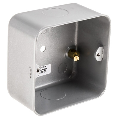 MK Electric Metalclad Silver Aluminium Back Box, BS, IP20, 2 Gangs, 73 x 73 x 40mm