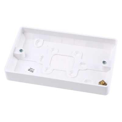 MK Electric Logic Plus White Gloss Back Box, BS, IP20, 2 Gangs, 148 x 87 x 16mm