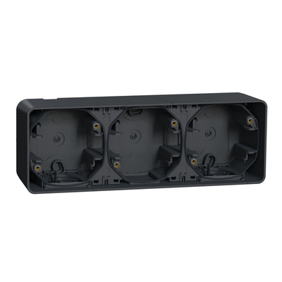 Mureva Styl Grey PP Junction Box, IP55, Surface Mount Mount, 3 Gangs, 54 x 76mm