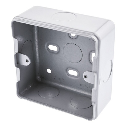 MK Electric Metalclad Silver Aluminium Back Box, BS, IP20, 1 Gangs, 86 x 86 x 38mm