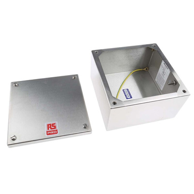 RS PRO 316 Stainless Steel Satin Adaptable Enclosure Box, 160mm x 160mm x 85mm