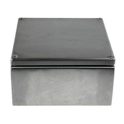 RS PRO Unpainted Stainless Steel Terminal Box, IP66, 150 x 80 x 150mm