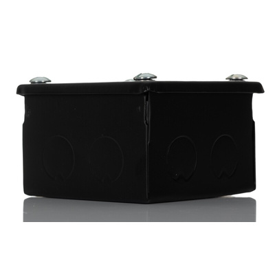 RS PRO Steel Black Adaptable Box, 10 Knockouts 75mm x 75mm x 50mm 20mm Knockout Size