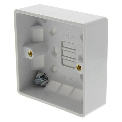 RS PRO White Back Box, BS, IP20, 1 Gangs, 86.6 x 86.6 x 28mm