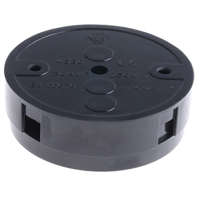 RS PRO Black Plastic Junction Box, 3 Terminals