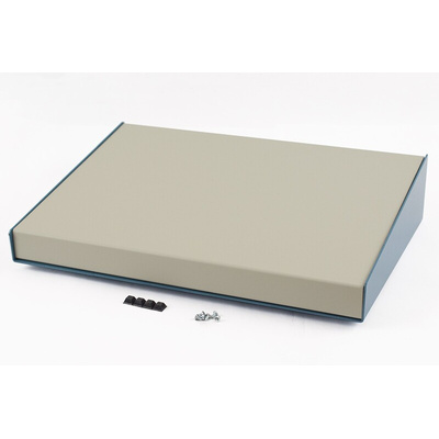 Hammond 1456 Series Beige, Blue Aluminium Desktop Enclosure, Sloped Front, 431 x 280 x 89mm