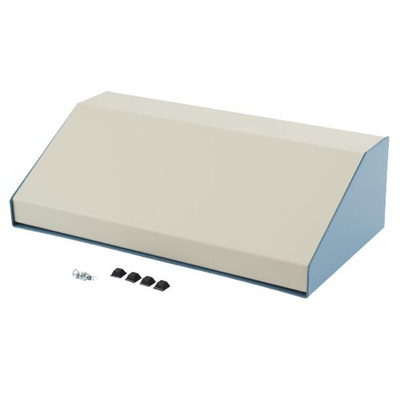 Hammond 1456 Series Beige, Blue Aluminium Desktop Enclosure, Sloped Front, 357 x 183 x 102mm