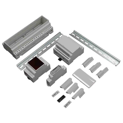 RS PRO Open Top, Vented Sides Enclosure Type, 17.5 x 90 x 58mm, Polycarbonate DIN Rail Enclosure Kit