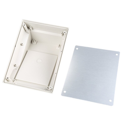 OKW DATEC Series Grey, White ABS Desktop Enclosure, Sloped Front, 130 x 180 x 86mm
