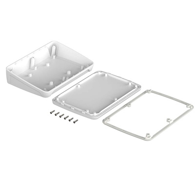 Bopla BoPad Series White ABS Desktop Enclosure, Sloped Front, 215 x 150 x 53mm