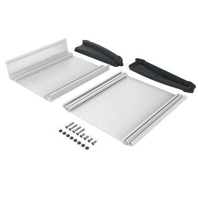 Bopla Alu-Topline Series Black, Natural Anodised ABS, Aluminium Desktop Enclosure, Sloped Front, 200 x 181.2 x 53.2mm