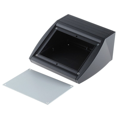 METCASE Unidesk Series Black Aluminium Desktop Enclosure, Sloped Front, 200 x 200 x 102mm