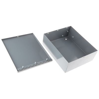 RS PRO Grey Steel Enclosure, Grey Lid, 249 x 205 x 89.2mm