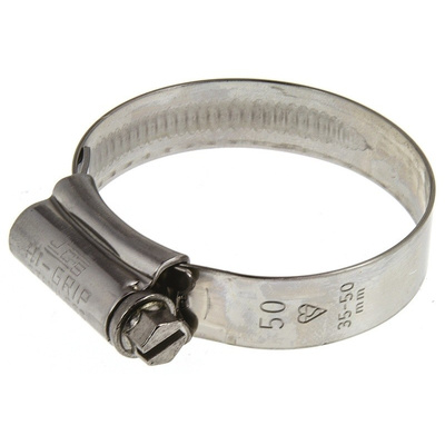 HI-GRIP Stainless Steel Slotted Hex Worm Drive, 13mm Band Width, 35mm - 50mm Inside Diameter