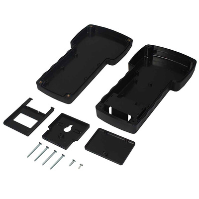 RS PRO Black ABS Hand Held Enclosure, Integral Battery Compartment, Display Window, IP54, 210 x 110 x 41mm