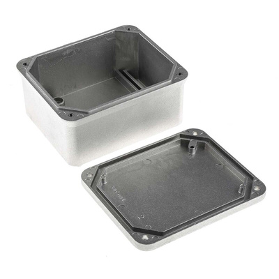 RS PRO Silver Die Cast Aluminium Enclosure, IP65, Silver Lid, 71 x 110 x 135mm