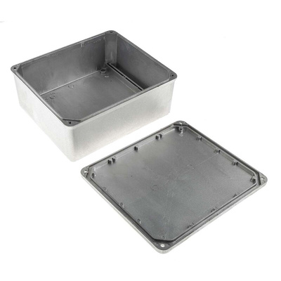 RS PRO Silver Die Cast Aluminium Enclosure, IP65, Silver Lid, 102 x 210 x 242mm