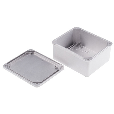 RS PRO Silver Die Cast Aluminium Enclosure, IP65, Silver Lid, 160 x 135 x 81mm