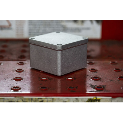 RS PRO Grey Die Cast Aluminium Enclosure, IP65, Grey Lid, 87 x 87 x 61mm