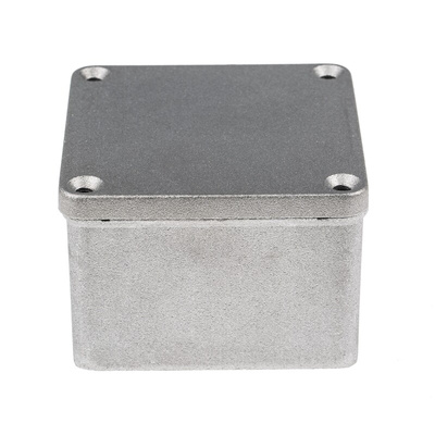RS PRO Grey Die Cast Aluminium Enclosure, IP65, Grey Lid, 87 x 87 x 61mm