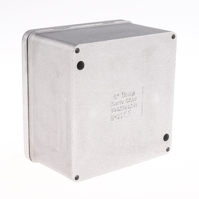 RS PRO Grey Die Cast Aluminium Enclosure, IP65, Grey Lid, 102 x 102 x 61mm