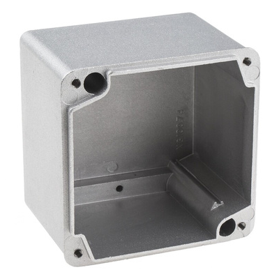 RS PRO Grey Die Cast Aluminium Enclosure, IP65, Grey Lid, 102 x 102 x 81mm