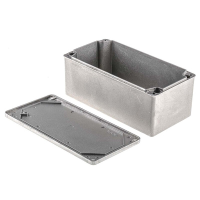 RS PRO Grey Die Cast Aluminium Enclosure, IP65, Grey Lid, 202 x 102 x 81mm