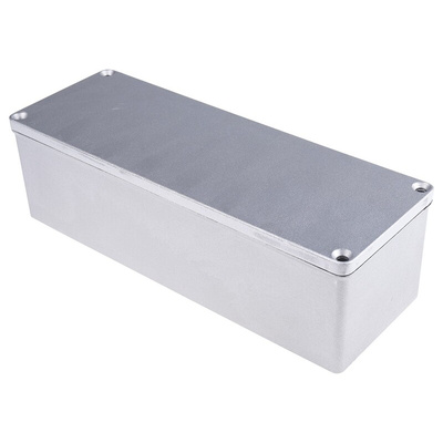 RS PRO Grey Die Cast Aluminium Enclosure, IP65, Grey Lid, 252 x 87 x 75mm