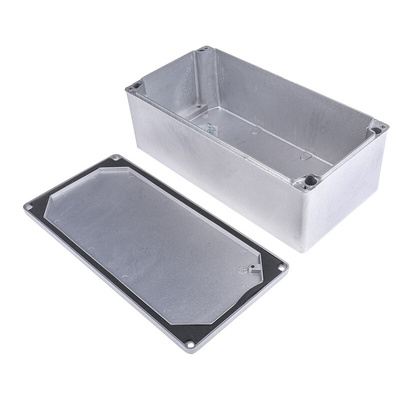 RS PRO Grey Die Cast Aluminium Enclosure, IP65, Grey Lid, 262 x 127 x 91mm