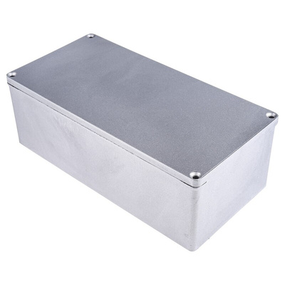 RS PRO Grey Die Cast Aluminium Enclosure, IP65, Grey Lid, 262 x 127 x 91mm