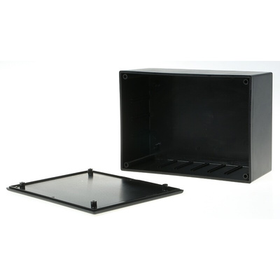 RS PRO Black ABS Enclosure, Black Lid, 177.8 x 127 x 76.2mm