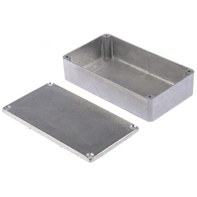 RS PRO Silver Die Cast Aluminium Enclosure, Silver Lid, 114.5 x 63.6 x 30.3mm