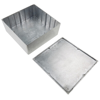 RS PRO Silver Die Cast Aluminium Enclosure, Silver Lid, 250 x 250 x 100mm