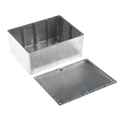 RS PRO Silver Die Cast Aluminium Enclosure, Silver Lid, 165.8 x 127.3 x 76.3mm