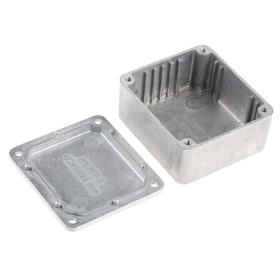RS PRO Silver Die Cast Aluminium Enclosure, Silver Lid, 60 x 54.9 x 30mm