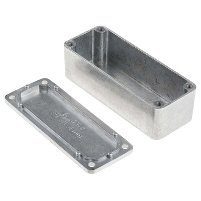 RS PRO Silver Die Cast Aluminium Enclosure, IP66, Silver Lid, 89.1 x 35 x 30.3mm