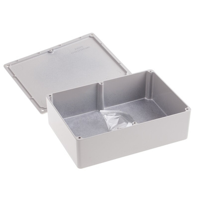 RS PRO Grey Die Cast Aluminium Enclosure, Grey Lid, 171.9 x 120.9 x 55mm