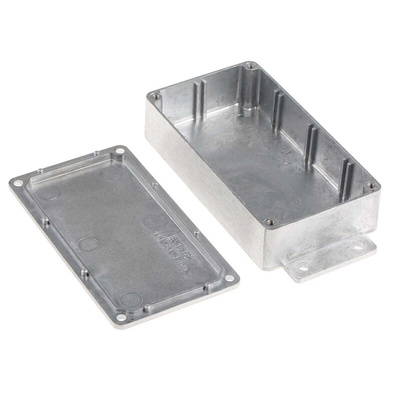 RS PRO Silver Die Cast Aluminium Enclosure, Flanged, Silver Lid, 139.7 x 63.8 x 30mm